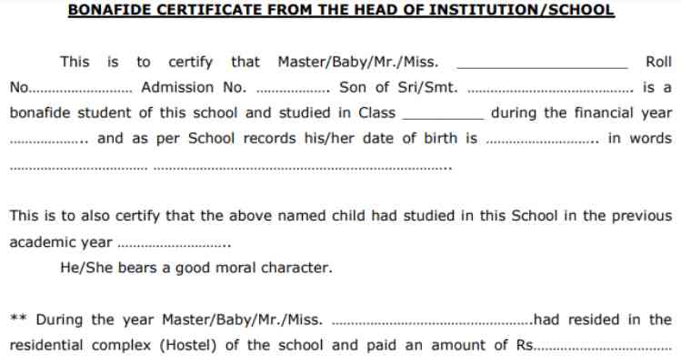 Bonafide Certificate Online Pdf Download