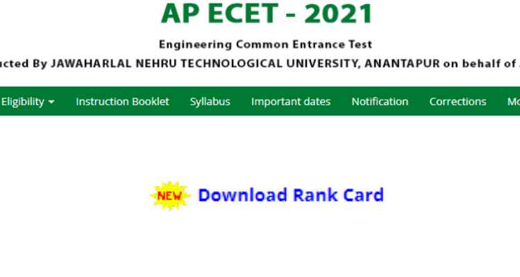 AP ECET 2021 Rank Card