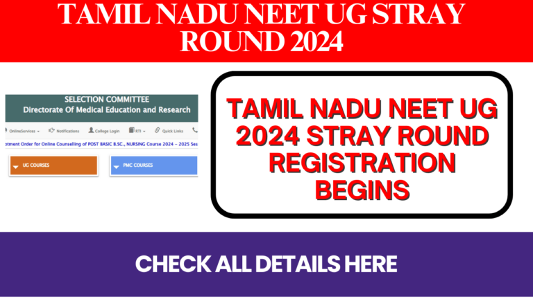 Tamil Nadu NEET UG stray round counselling schedule 2024