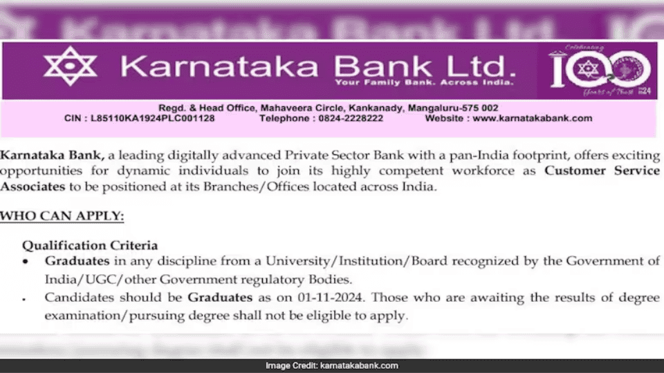 Karnataka Bank Recruitment 2024