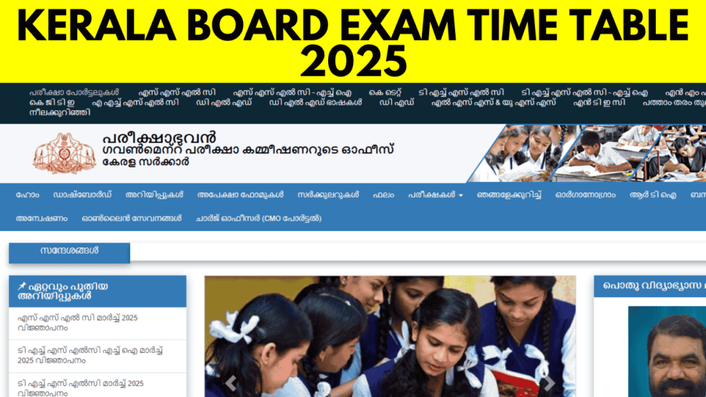 Kerala Board Exam Time Table 2025