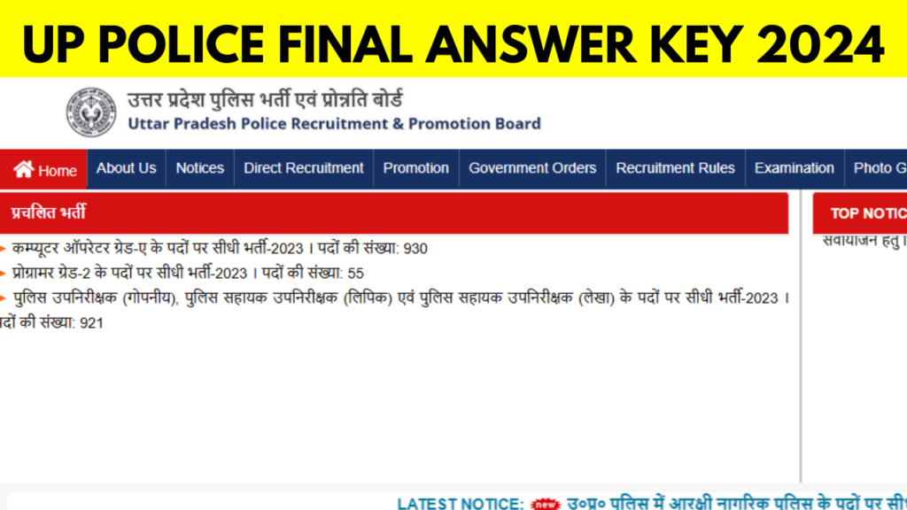 UP Police Final Answer Key 2024