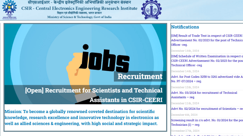 CSIR CEERI Recruitment 2024