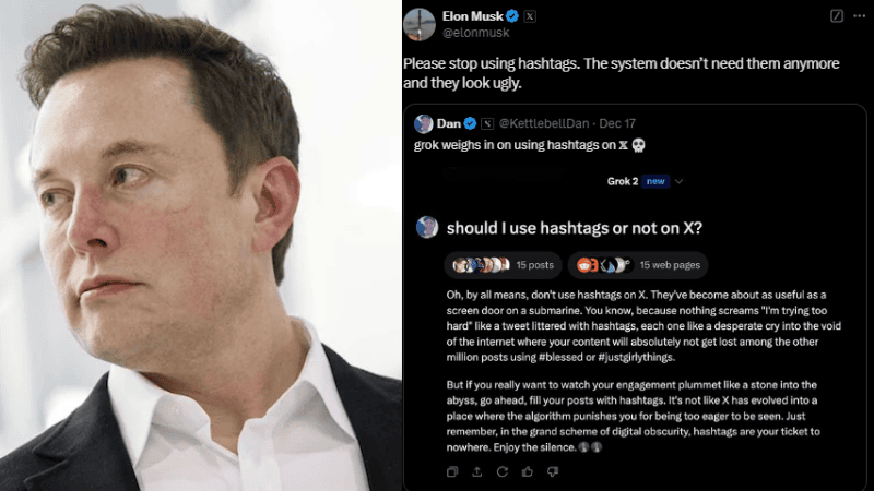 Elon Musk On Using Hashtags