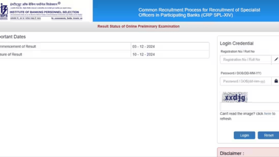 IBPS SO prelims results 2024