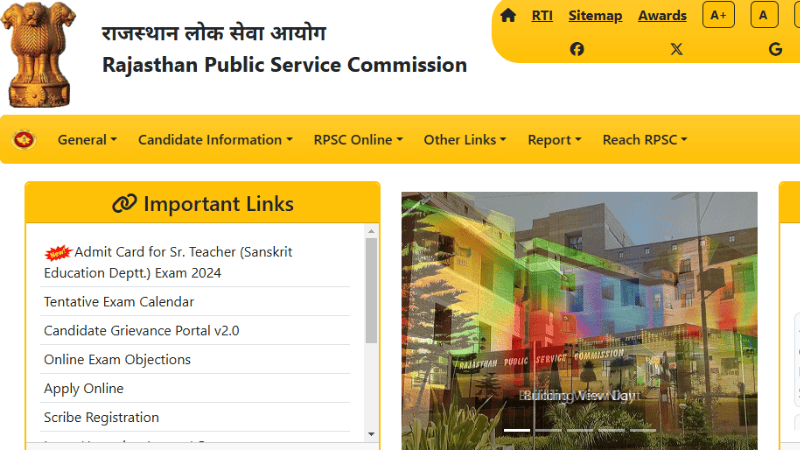 RPSC Senior Teacher Admit Card