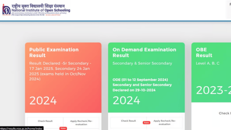 NIOS Class 10 Result 2025 Declared