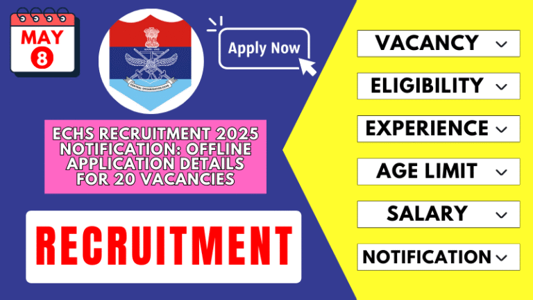 ECHS 2025 recruitment notification for Medical Officer, Peon, Chowkidar, and other posts—apply offline by May 16.