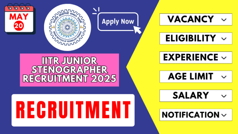 Apply for IITR Junior Stenographer Recruitment 2025 with salary up to Rs 50,200 – last date May 31
