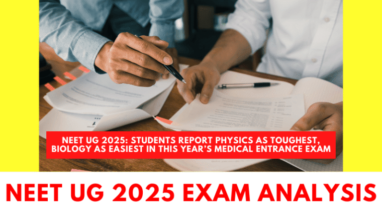 Students appearing for NEET UG 2025 exam with feedback showing physics was difficult and biology was easiest