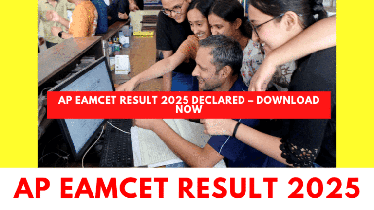 Students checking AP EAPCET result 2025 online on official APSCHE website with rank card download instructions