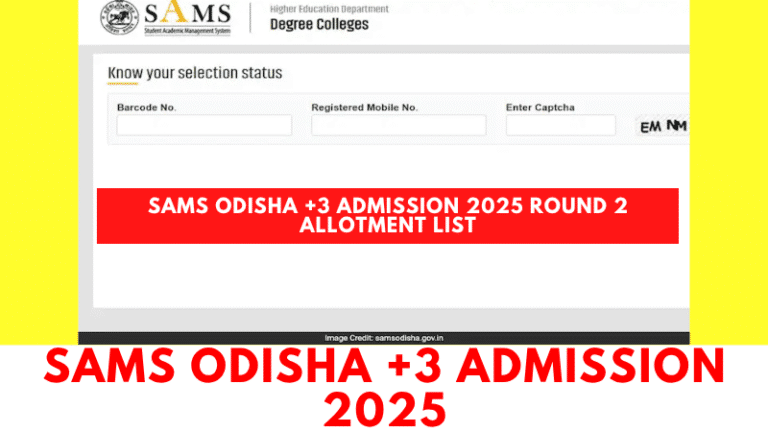 Students checking SAMS Odisha 2025 Plus 3 Round 2 allotment list on official website samsodisha.gov.in.