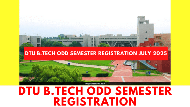 DTU online registration portal reg.exam.dtu.ac.in login screen for B.Tech and B.Des odd semester courses