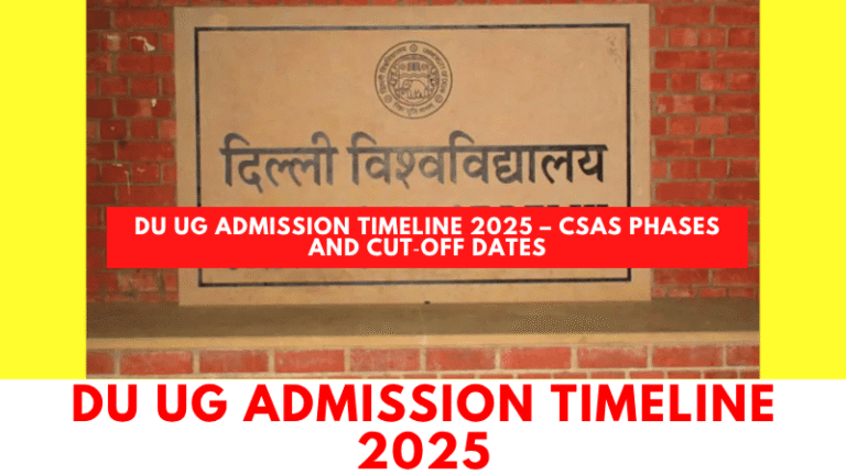 Flowchart of University of Delhi UG admission phases: CSAS registration, preference entry, cut‑offs, seat allotment