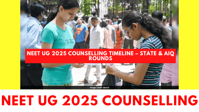 Calendar highlighting NEET UG 2025 counselling dates for State quota and AIQ/Deemed rounds
