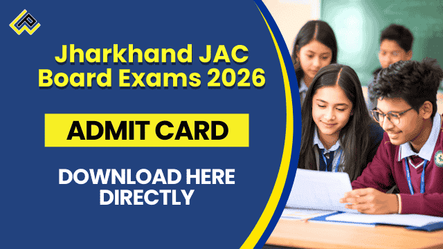 Infographic on Jharkhand JAC Board Exams 2026 hall tickets release for Class 10 February 3-17 Class 12 February 3-23 practicals February 24-March 7 five-step school download jacexamportal.in links for students.
