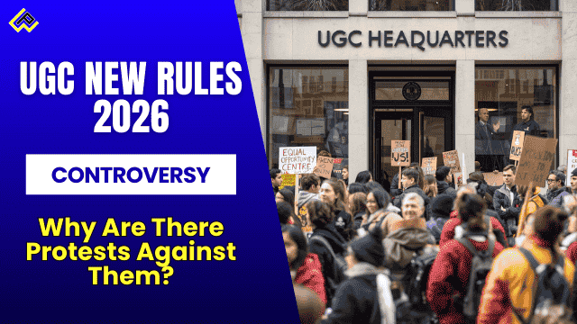 Students and protesters gathered outside UGC headquarters with placards while officials discuss new Equal Opportunity Centre rules for universities