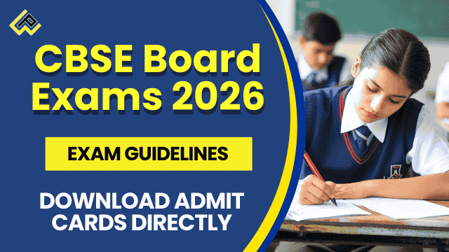 Students collecting signed CBSE admit cards in school corridor with Pariksha Sangam portal visible on a laptop